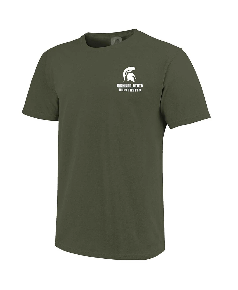Image One Men's Green Michigan State Spartans Striped Campus Skyline T-Shirt