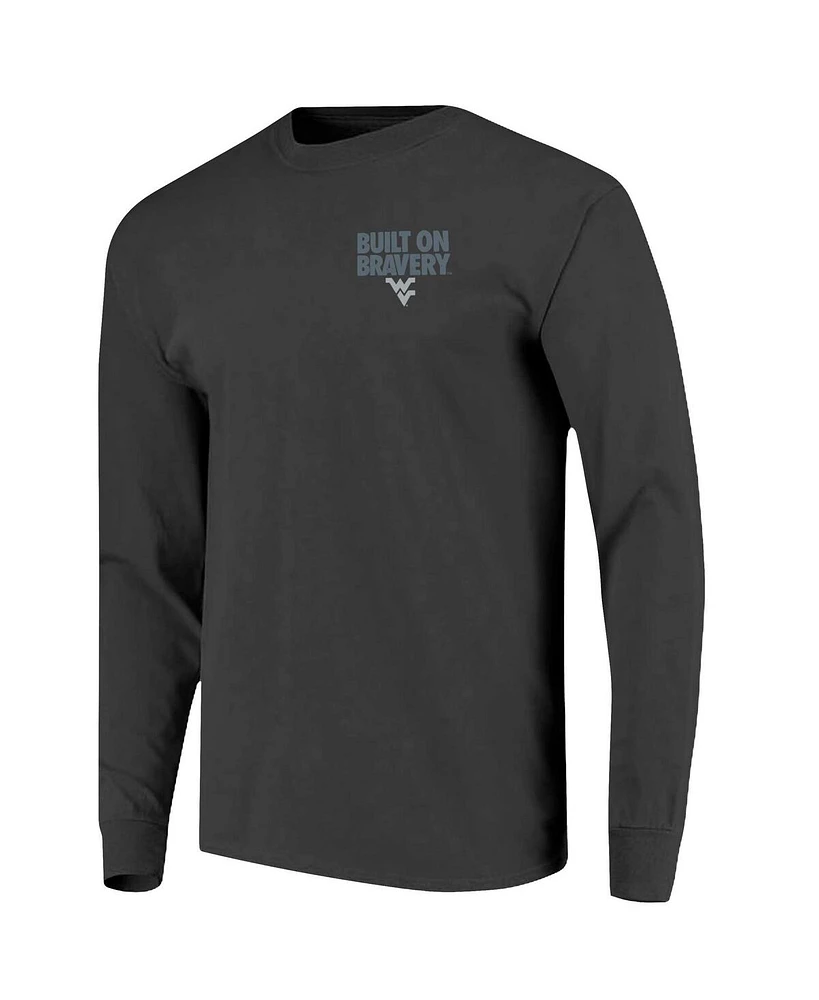 Image One Men's Graphite West Virginia Mountaineers Built On Bravery Comfort Colors Long Sleeve T-Shirt