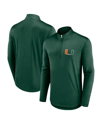 Fanatics Men's Green Miami Hurricanes Quarterback Mock Neck Quarter-Zip Top