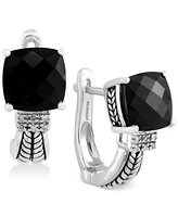 Effy Black Onyx (3-1/2 ct. t.w.) and Diamond Accent Earrings in Sterling Silver