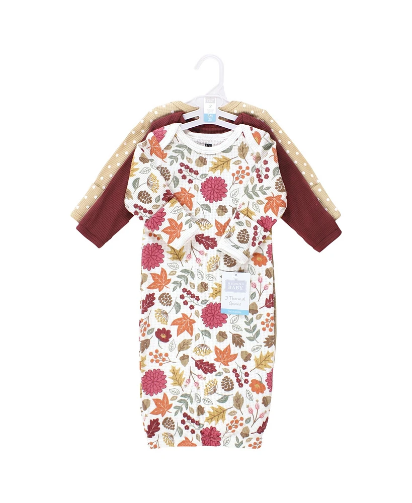 Hudson Baby Girls Thermal Gown 3pk