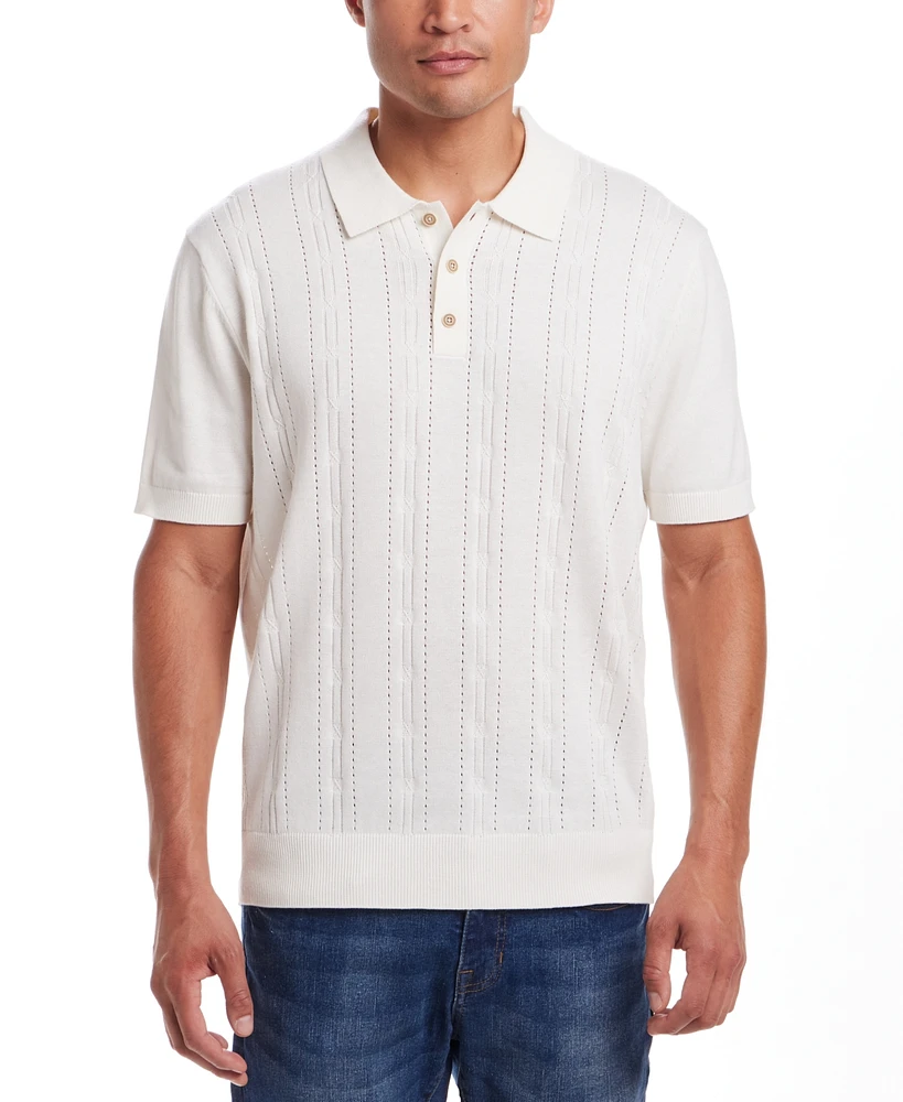 Weatherproof Vintage Men's Regular-Fit Pointelle Sweater-Knit Polo Shirt