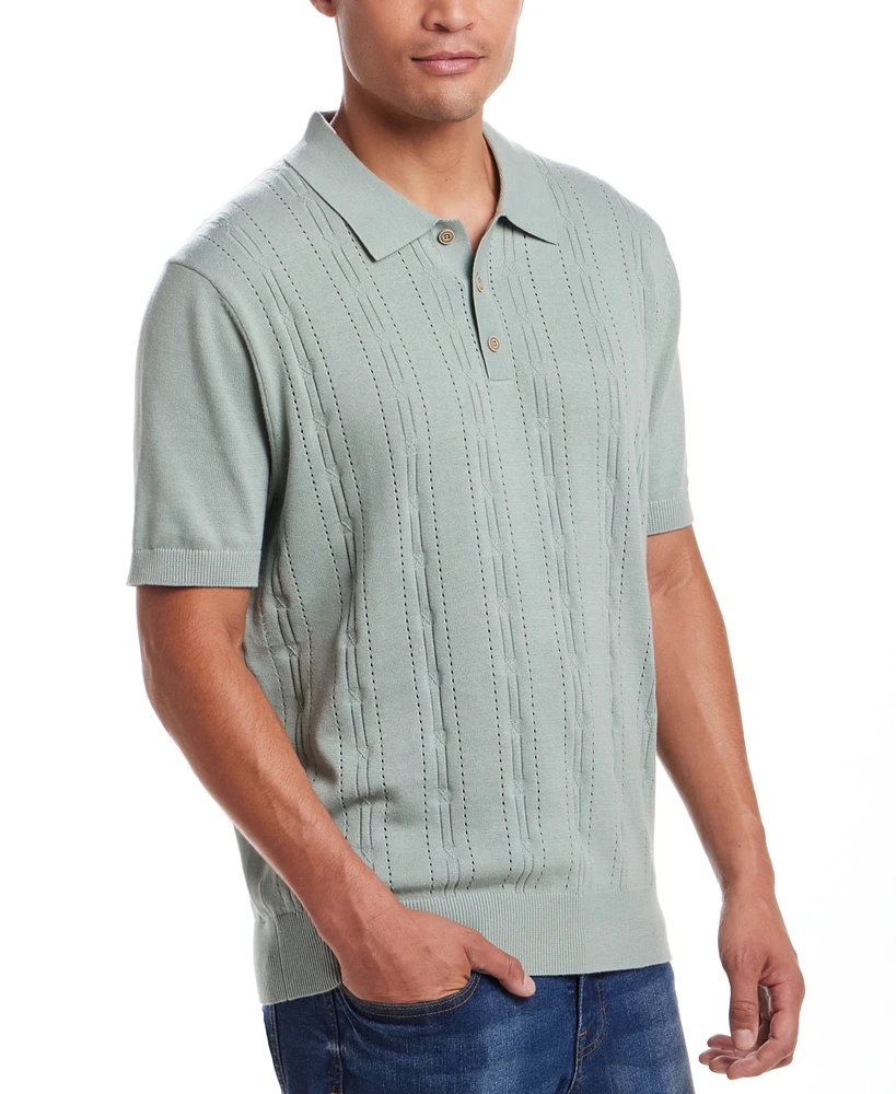 Weatherproof Vintage Men's Regular-Fit Pointelle Sweater-Knit Polo Shirt