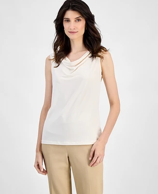 Kasper Women's Cap-Sleeve Cowlneck Blouse