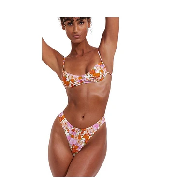 Flirtt Gottex Women's Vintage Florals V Neck Bralette Bikini Top