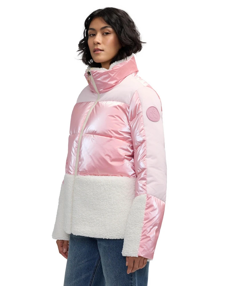 Scotch & Soda Women's Selma Short Boxy Puffer With Stand Collar