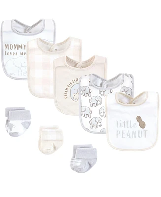 Hudson Baby Infant Cotton Bib and Sock Set 8pk, Modern Safari Animals, One Size