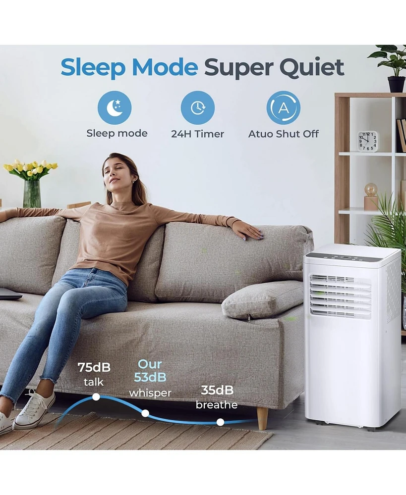 Zafro 10,000 Btu Portable Air Conditioner, 3-in-1 Ac Unit for Rooms up to 400 Sq. Ft, with Remote Control, 24H Timer, Sleep Mode & Window Kit, Ideal f