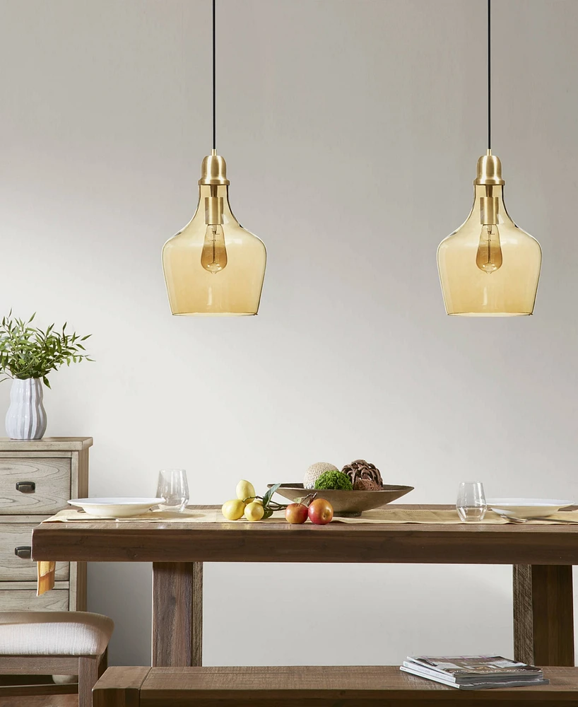 Ink+Ivy 9" Auburn Bell Shaped Hanging Glass Pendant Light