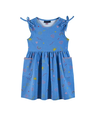 Andy & Evan Toddler Girls Toddler/Child Blue Printed Jersey Dress