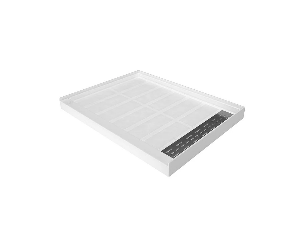 Casainc 48"W X 36"D Smc Single Threshold Shower Base Anti-Slip Shower Pan, Drain Assembly & Drain Cover Included