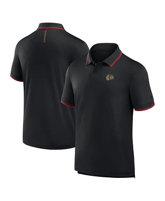 Fanatics Men's Black Chicago Blackhawks Front Office Move Mono Polo Shirt