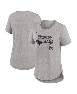 Nike Women's Heather Gray New York Yankees Script Tri-Blend T-Shirt