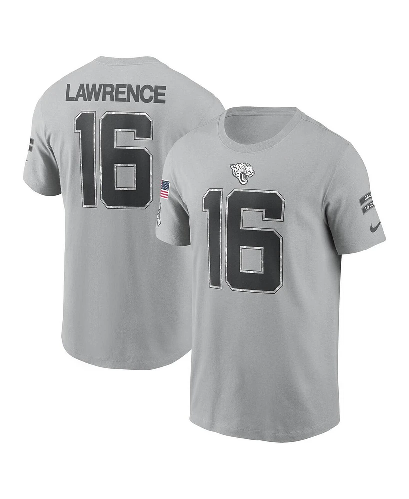 Nike Men's Trevor Lawrence Gray Jacksonville Jaguars 2024 Salute To Service Name Number T-Shirt