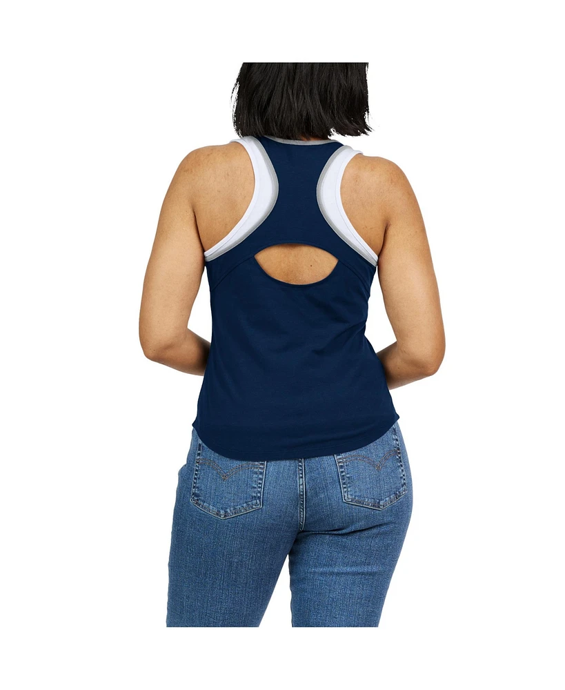 Wear by Erin Andrews Women's Navy New York Yankees Colorblock Racerback Tank Top