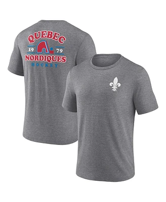 Fanatics Men's Heather Gray Quebec Nordiques Vintage Hockey Winger Tri-Blend T-Shirt