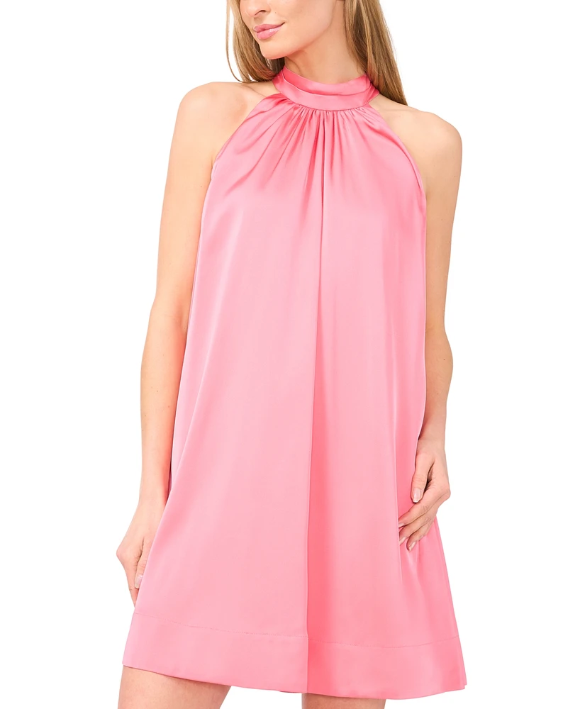 CeCe Women's Satin Halter-Neck Trapeze Mini Dress