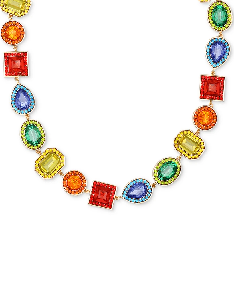 Guess Gold-Tone Rainbow Rhinestone Collar Necklace, 18" + 2" extender