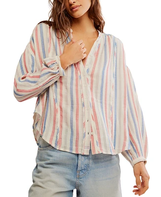 Free People Women's Striped Valley Double-Cloth Shirt