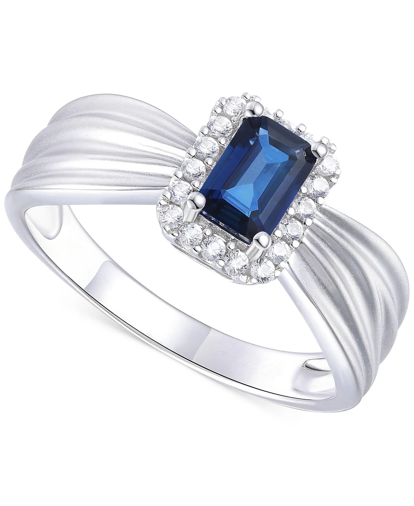 Emerald (5/8 ct. t.w.) & Diamond (1/6 Halo Ring 14k Gold (Also Ruby Sapphire)