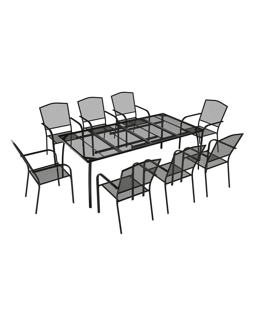 Black -Piece Metal Outdoor Patio Dining Set with Rectangle Table and Dining Chair