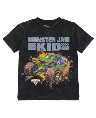 Monster Jam Little Boys Vintage Wash Matching Family T-Shirt to Adult Grave Digger