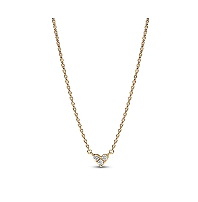 Pandora Gold-Plated Triple Stone Heart Collier Pendant Necklace