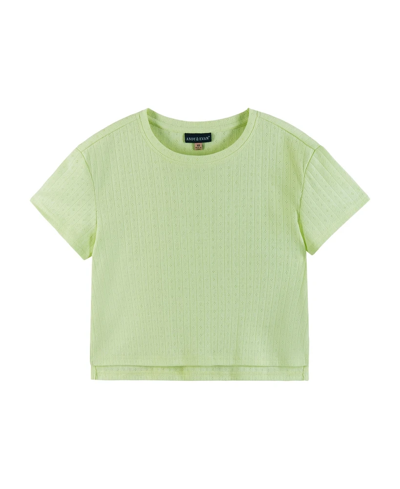 Andy & Evan Big Girls Toddler/Child Pointelle Tee Short Pj Set
