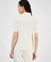 Anne Klein Women's Mandarin-Collar Button-Front Blouse