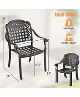 4pcs Patio Cast Aluminum Armrest Chairs Dining Stackable Outdoor White