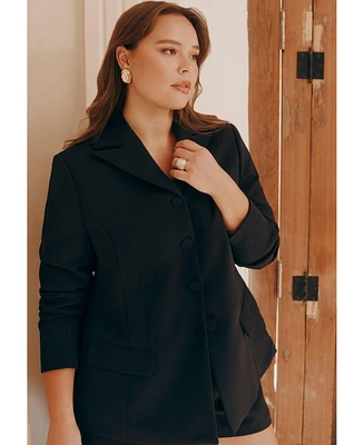 Eloquii Women's Fitted High Neckline Blazer