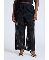 Eloquii Women's Sheer Eyelet Pant
