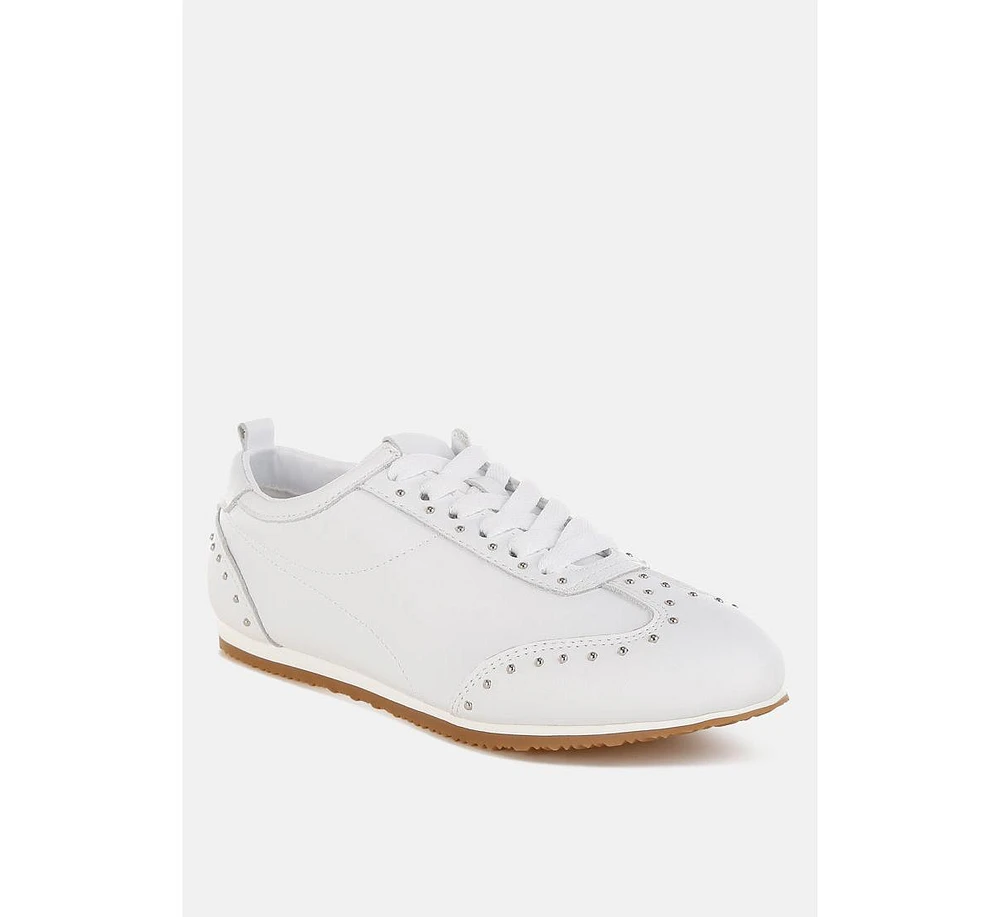 Odaya Studded Real Soft Leather Sneakers