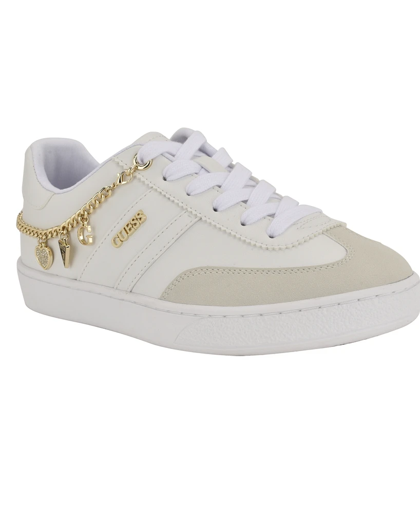 Guess Women's Naoko Charm Lace-Up Court Sneakers