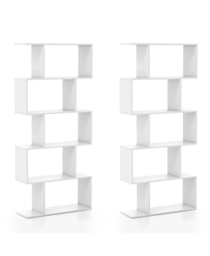 5-Tier Bookshelf with Anti-Toppling Device for Living Room Home Office