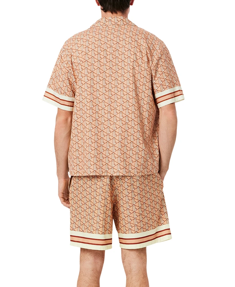 Lacoste Men's Relaxed-Fit Geo-Pattern Stripe Woven Shorts