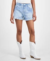 Indigo Rein Juniors' Paisley-Print Festival Denim Shorts