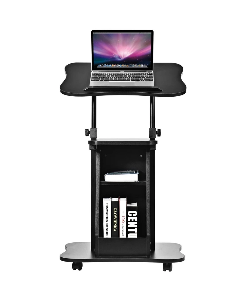 Sit-to-Stand Laptop Desk Cart Height Adjustable with Storage