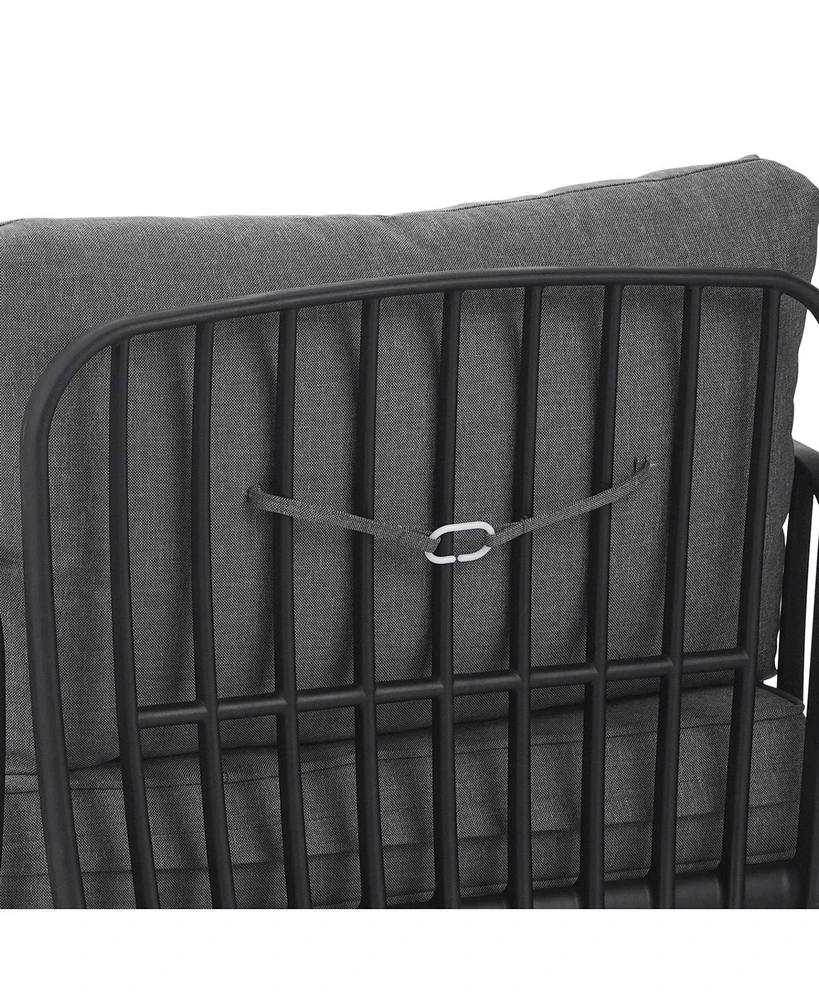 Outdoor Club Chairs (Set of 2), Modern, Waterproof Cushions, Black/Gray