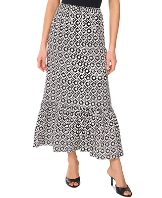 Vince Camuto Women's Printed Ruffled Pull-On Midi Skirt