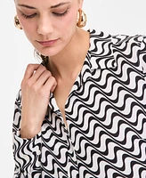 I.n.c. International Concepts Women's Printed Long-Sleeve Button-Down Shirt, Exclusively at Macy's