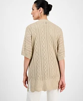 Jm Collection Petite Short-Sleeve Shine Cardigan, Exclusively at Macy's