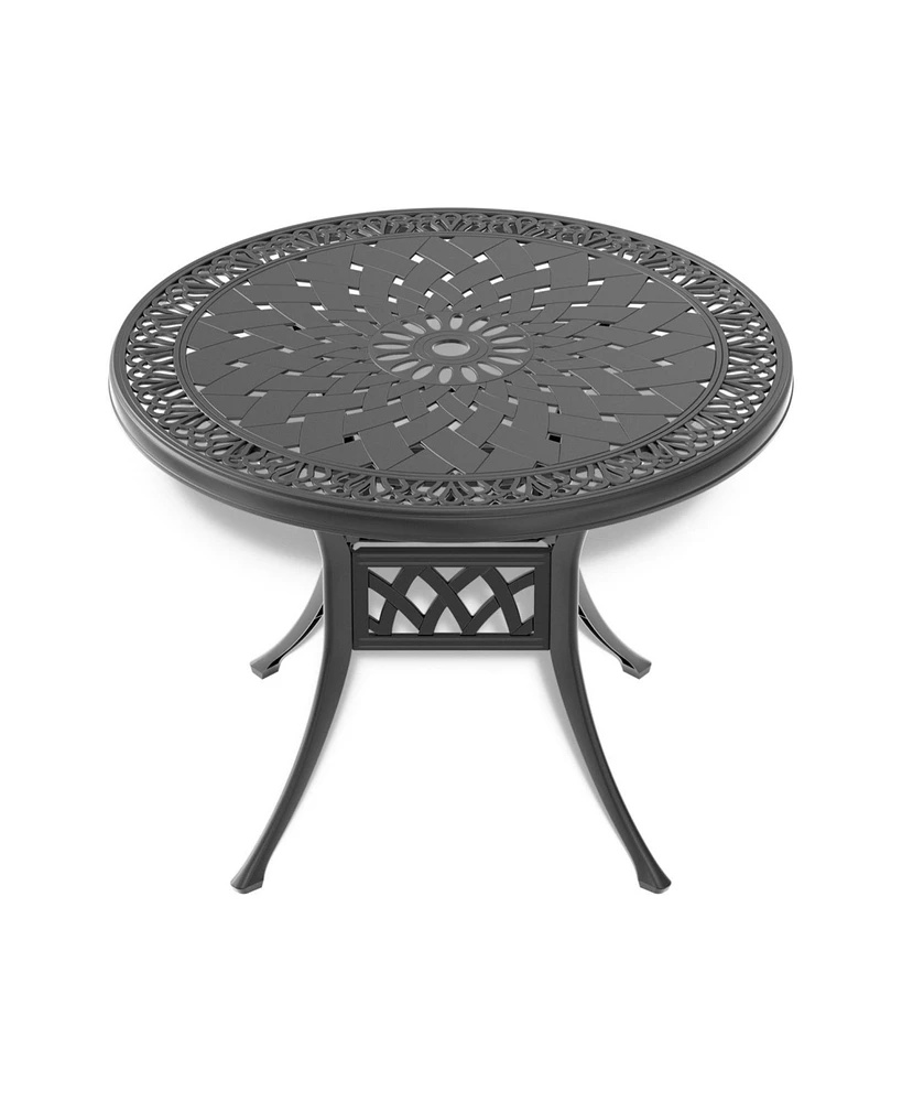 3-pc Cast Aluminum Dining Set, 2 Swivel Chairs & 35" Round Table