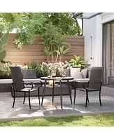 Outsunny Set of Outdoor Wicker Dining Chairs with Armrests