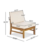 Acacia Wood Outdoor Sofa & Table Set with Water-Resistant Cushions