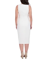 Siena Women's Ruched Side-Twist Sleeveless Midi Dress
