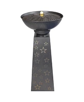 Starry Sky Galvanized Iron Bird Bath Fountain with Led Lights - 31.25" H