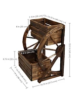 Indoor/Outdoor 2-Tiered Rustic Fir Wagon Wheel Planter