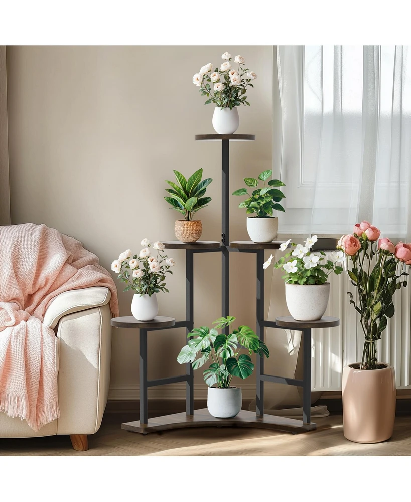 Unho 42.7" Height Corner Plant Stand with 5 Round Shelves Indoor Plant Rack Metal Frame