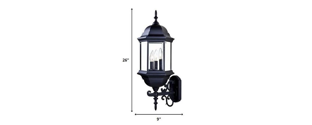 Three-Light Domed Glass Lantern Wall Light – Stylish Outdoor Wall Fixture